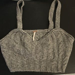 Grey knitted crop top - free people